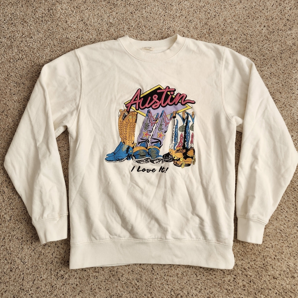Austin Texas Cowgirl Boots White sweater